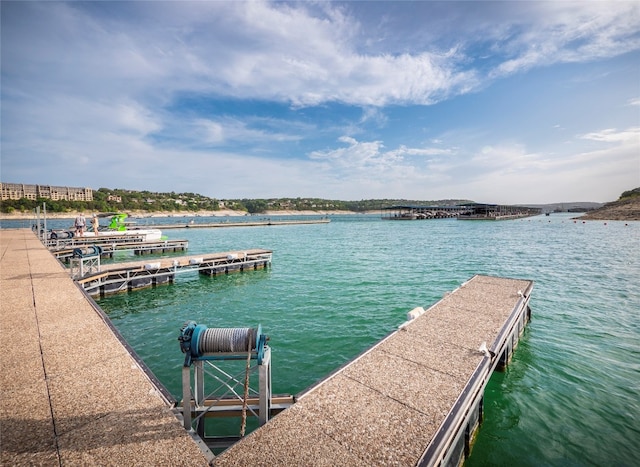 dock area with a water view