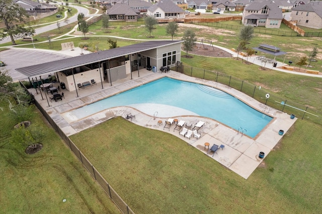 view of swimming pool with a patio