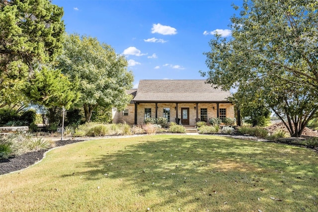 view of front of home with a front lawn