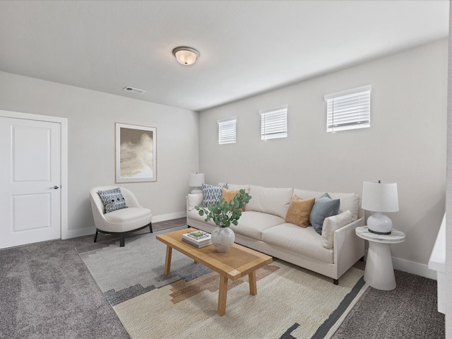 living room with carpet floors