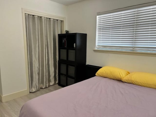 bedroom featuring light hardwood / wood-style flooring