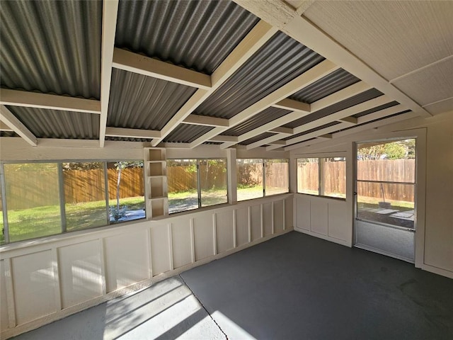 view of unfurnished sunroom