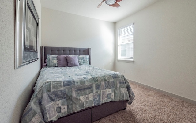 bedroom with carpet flooring and ceiling fan