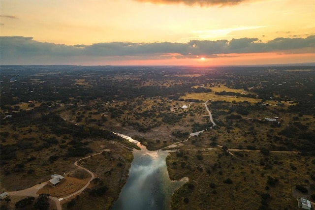 aerial view at dusk with a rural view