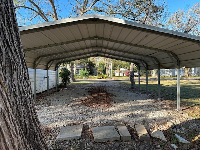 view of parking with a carport