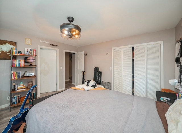 bedroom featuring dark hardwood / wood-style floors