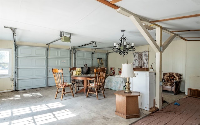 dining room with a notable chandelier