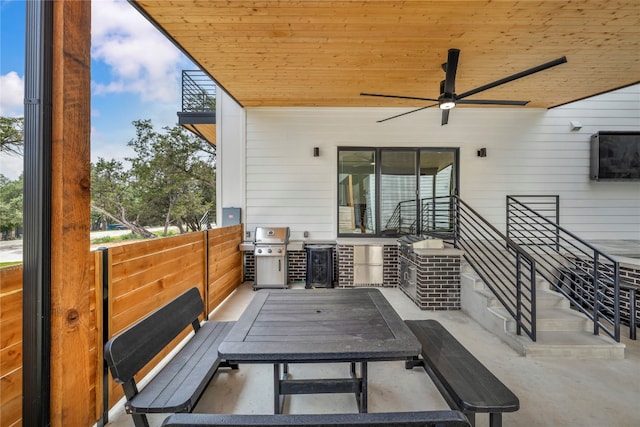 view of patio / terrace featuring grilling area and ceiling fan