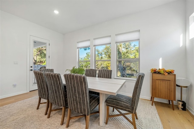 dining area with light hardwood / wood-style flooring