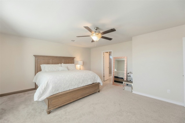 3925 Lyndsey Marie Ln, Pflugerville, TX 78660 - bedroom featuring light carpet, a ceiling fan, and baseboards
