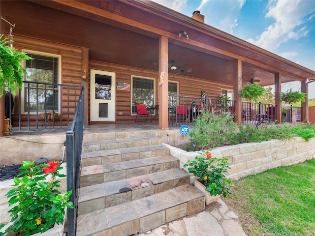 doorway to property featuring a porch