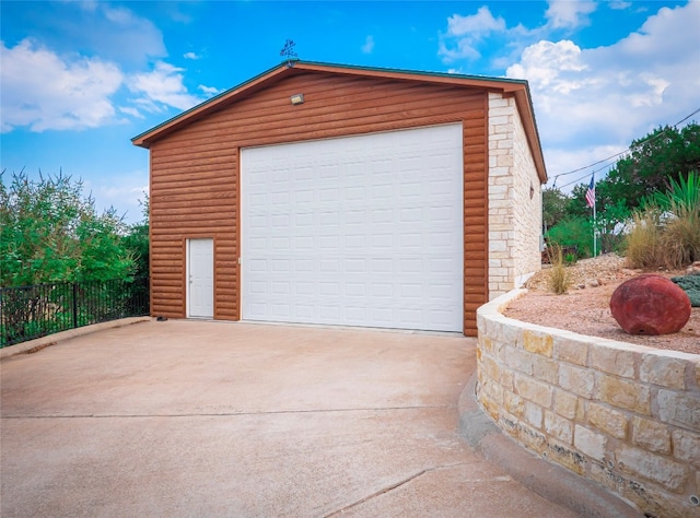 view of garage