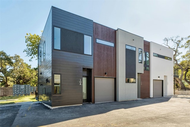 contemporary home featuring a garage