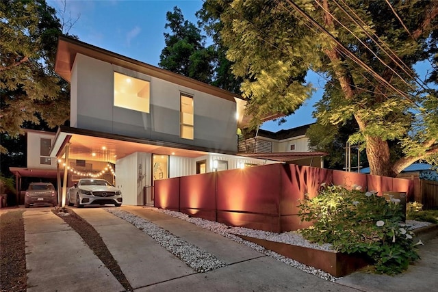 view of front of house with a carport