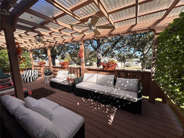 wooden deck with an outdoor hangout area