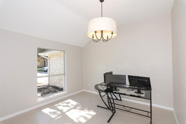 1709 Todd Ln, Cedar Park, TX 78613 - office area featuring baseboards and vaulted ceiling