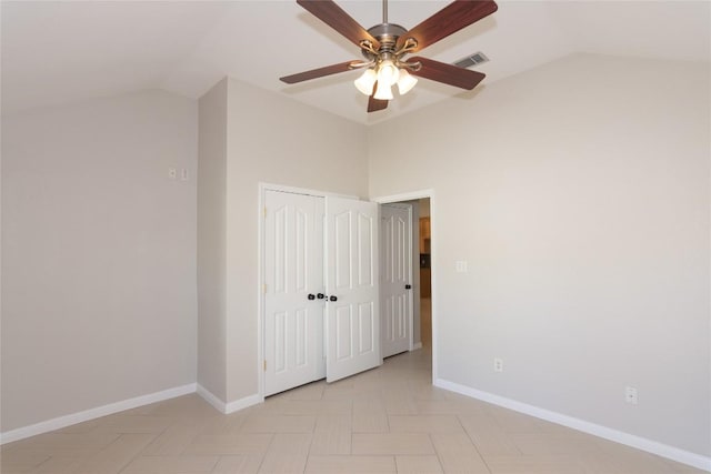 1709 Todd Ln, Cedar Park, TX 78613 - unfurnished bedroom featuring vaulted ceiling, baseboards, a closet, and ceiling fan