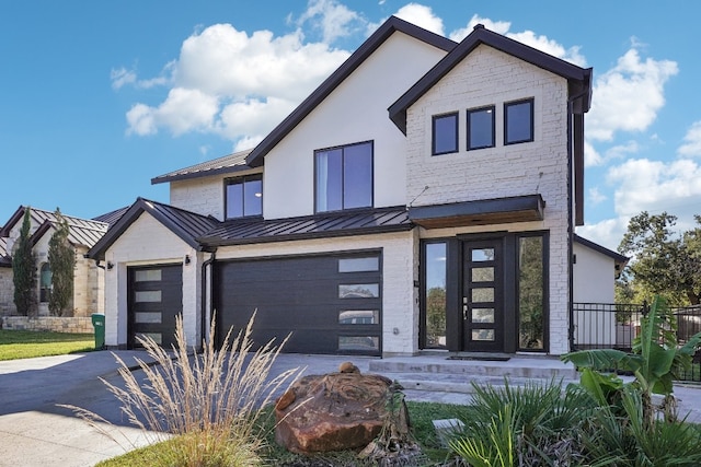 contemporary home with a garage