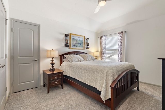 bedroom with carpet and ceiling fan