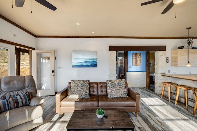 9301 Terlingua Ranch Rd Unit 8025, Alpine, TX 79852 - living room with hardwood / wood-style flooring and ornamental molding