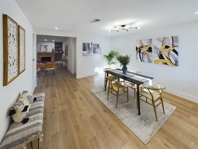 dining area with light wood-type flooring