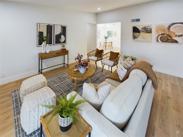 living room featuring wood-type flooring