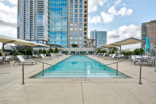 view of pool featuring a patio area