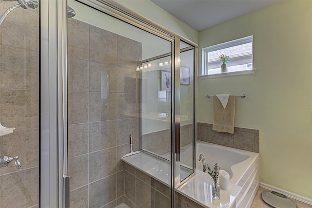 bathroom with plus walk in shower