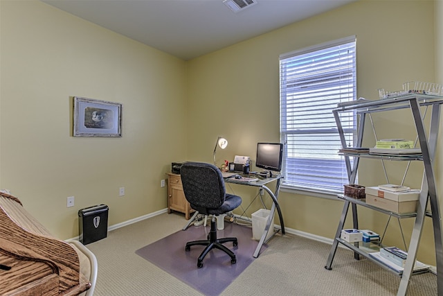 office area with light carpet