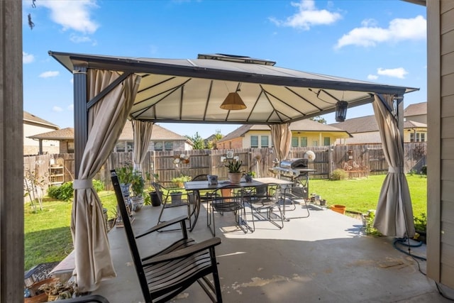 view of patio / terrace with a gazebo