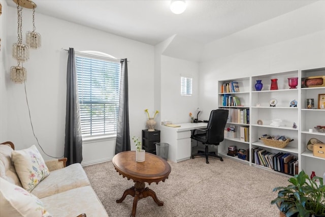 view of carpeted office space