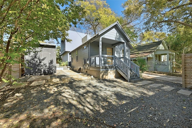 exterior space featuring a storage shed