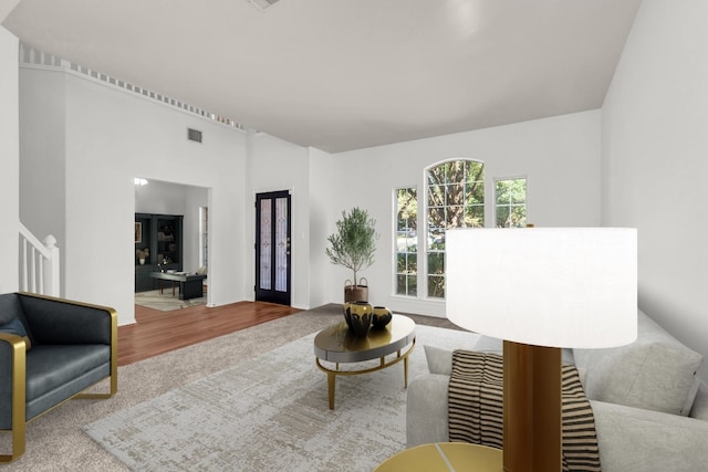 living room with wood-type flooring