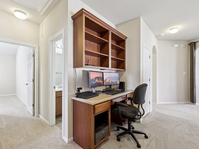 view of carpeted office space