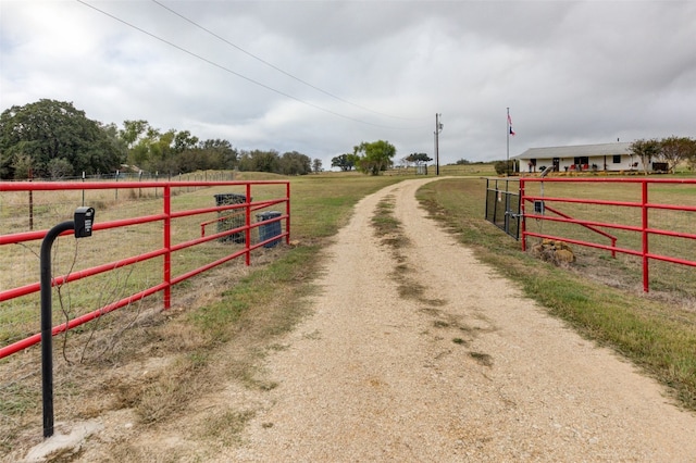 view of street featuring a rural view