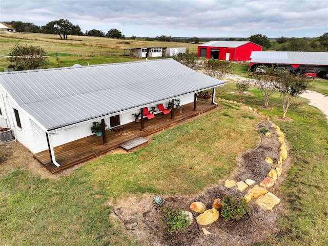 aerial view featuring a rural view