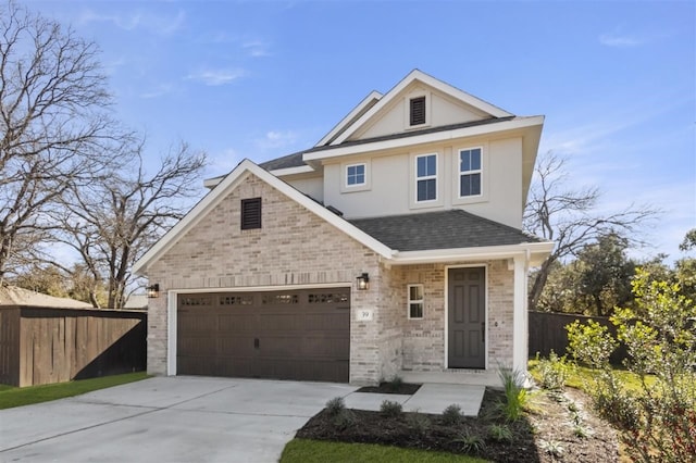 front of property with a garage