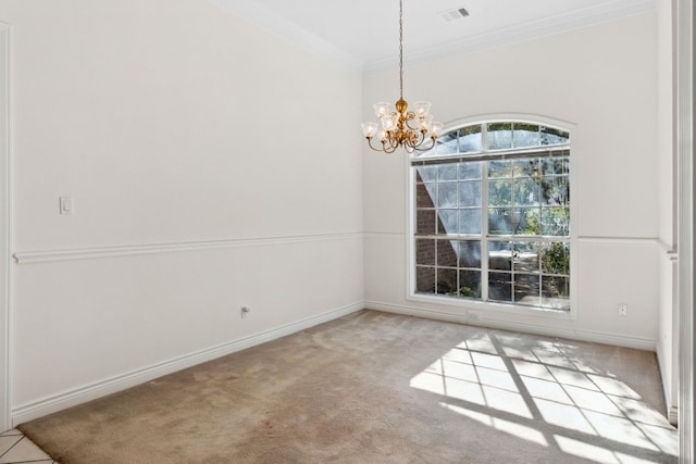 3600 Sawmill Dr, Austin, TX 78749 - unfurnished dining area featuring a chandelier, carpet floors, and ornamental molding