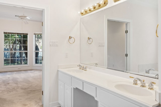 3600 Sawmill Dr, Austin, TX 78749 - bathroom with double vanity and ornamental molding