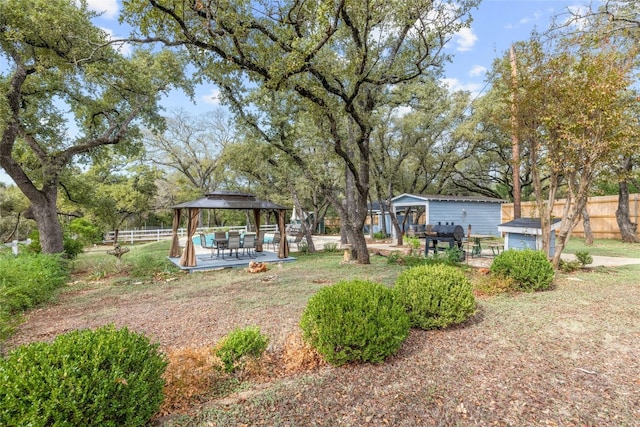 view of yard with a gazebo