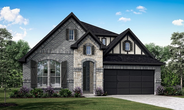 view of front of home with a front lawn