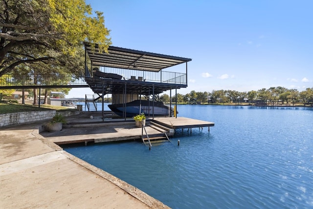 dock area featuring a water view