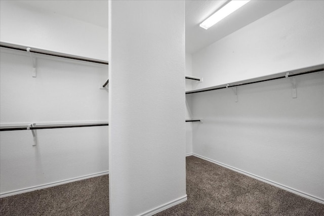 spacious closet featuring dark carpet