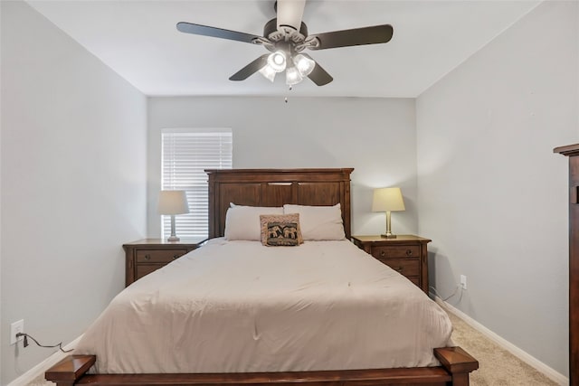 bedroom with carpet flooring and ceiling fan