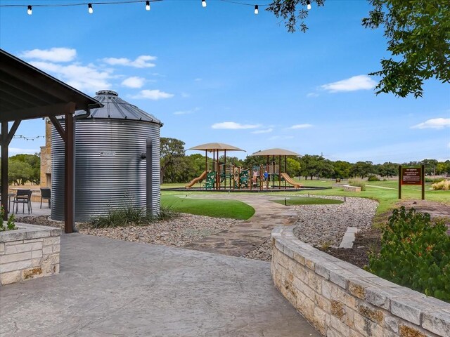 exterior space with a gazebo and a playground