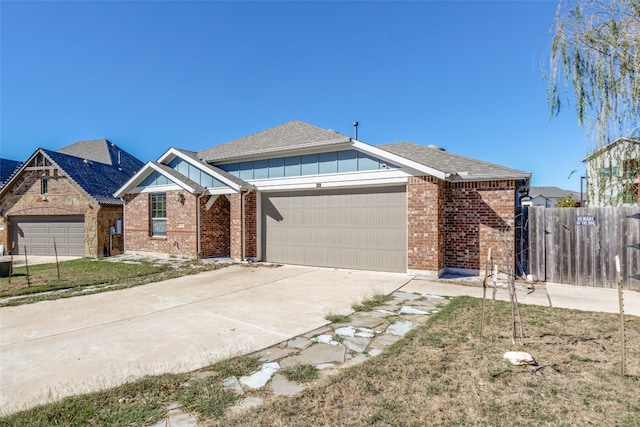 single story home with a garage