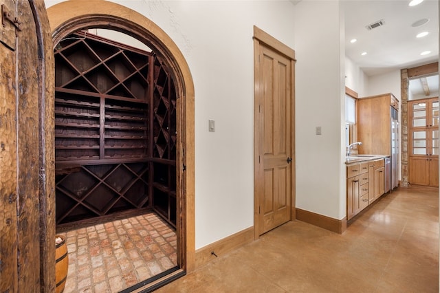 wine cellar featuring sink