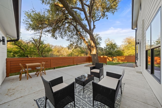 view of patio / terrace featuring an outdoor hangout area