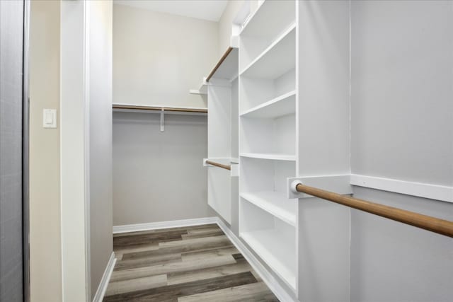 walk in closet featuring hardwood / wood-style flooring