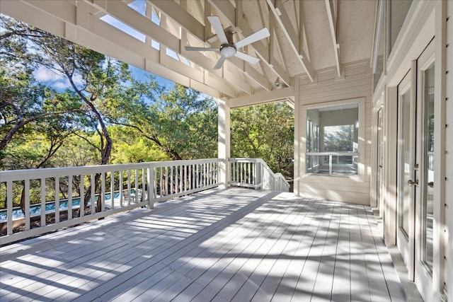 deck featuring ceiling fan